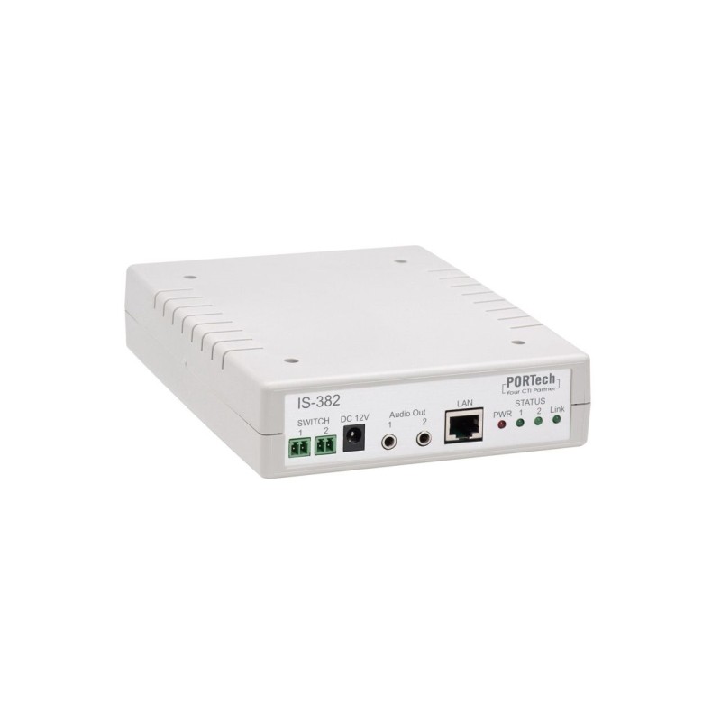 Portech VoIP SIP IP Gateway IS-382 2 Port IP Gateway 2x 3,5mm Outputs, 2x NO-Contacts - 149895 - 1