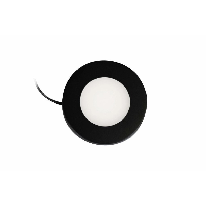 Synergy 21 Downlight Round / 4000K Schwarz / 12V / 76Ø x 10mm Möbelleuchte mit AMP Stecker - 248389 - 1