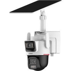 Dahua 4G IP-Dual-Lens-PT-Dome-Batterie-Kamera, 2 x 3 MP, 2,8/3,6/8,4 mm, mit Solarpanel, IP66, weiß - DH-IPC-PTS2649DCP-3E3Z-S4G