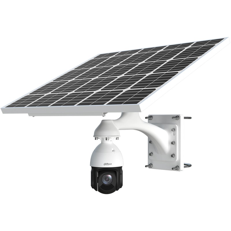 4G IP-PTZ-Dome-Kamera, 4 MP, 5 - 125 mm, IR 100 m, mit Solarpanel, IP66, weiß - KIT/DH-PFM378-B125-CB-V2/DH-SD49425DB-HNY-GQ-EAU