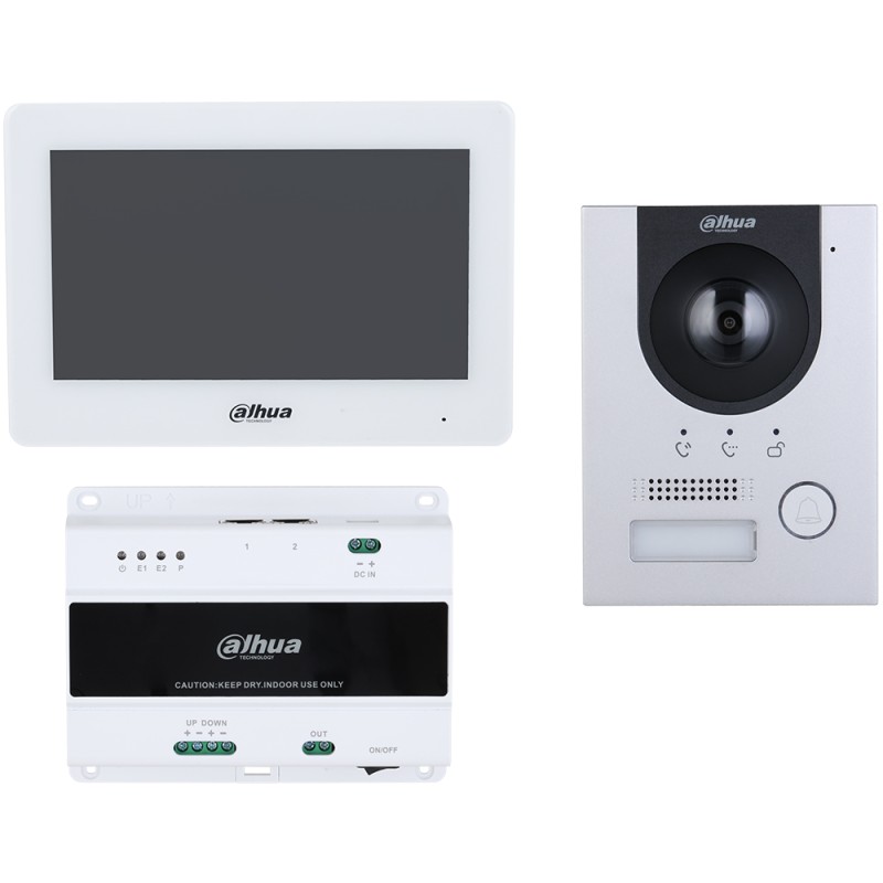 2-Draht-Video-Gegensprechanlagen-Set, 2 MP, 7" TFT-Touch-Screen, IP65, IK07, Aufputz