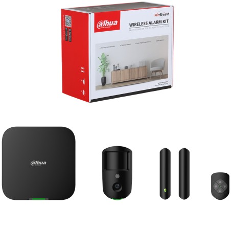 Funk-Alarmzentralen-Set, 150 ML, Grad 2, PIR-CAM-Bewegungsmelder, Türkontakt, Handsender, schwarz - DHI-ART-ARC3800H-03-FW2(868)