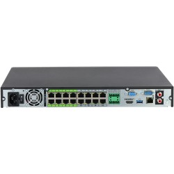 IP PoE recorder, 16 channels IP, 16 channels PoE, 2x SATA à 20 TB, 1U, black