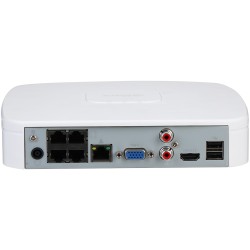 IP PoE recorder, 4 channels IP, 4 channels PoE, 1x SATA à 20TB, 1U, white