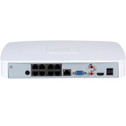 IP PoE recorder, 8 channels IP, 8 channels PoE, 1x SATA á 20 TB, 1U, white