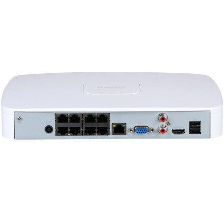IP-PoE-Rekorder, 8 Kanäle IP, 8 Kanäle PoE, 1x SATA á 20 TB, 1U, weiß