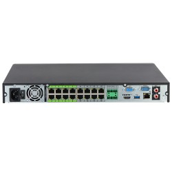 IP recorder, 16 channels IP, 16 channels PoE, 2x SATA à 20TB, 1U, black