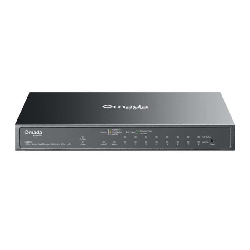 TP-Link Switch Easy Managed Layer2 10 Port &bull 9x 1 GbE &bull 1x 1 GbE/SFP &bull PoE Budget 63 Watt &bull 8x PoE+ at &bull Lüf
