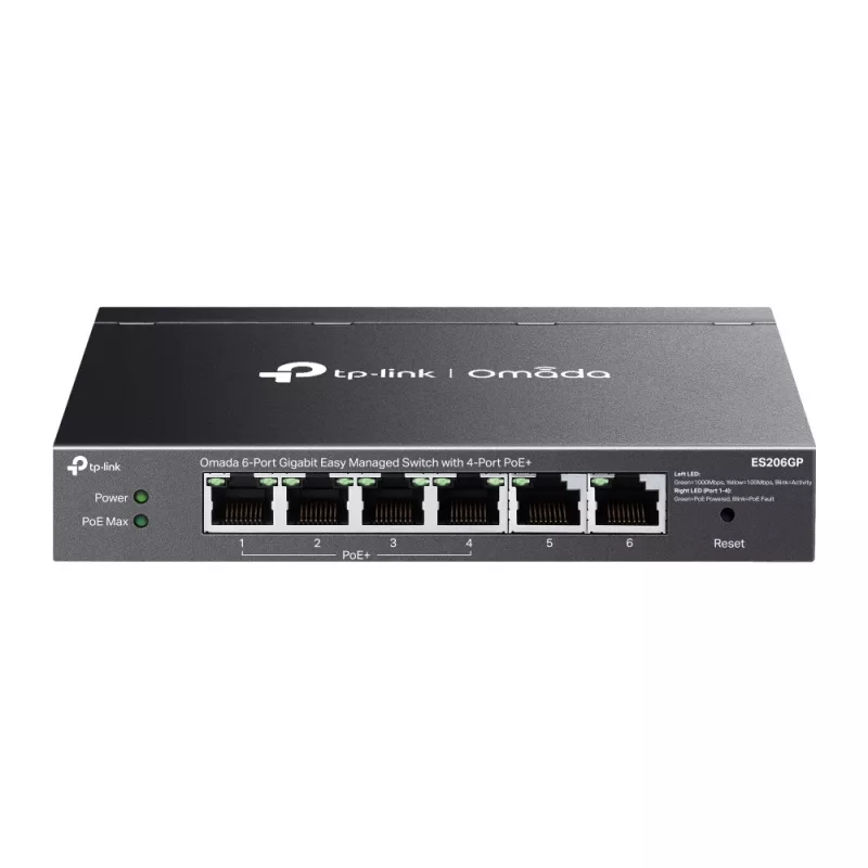 TP-Link Switch full managed Layer2 6 Port &bull 6x GbE &bull 4x PoE+ Ports &bull PoE Budget 65 Watt &bull Lüfterlos, Omada &bull