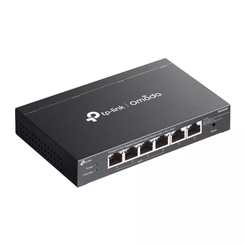 TP-Link Switch full managed Layer2 6 Port &bull 6x GbE &bull 4x PoE+ Ports &bull PoE Budget 65 Watt &bull Lüfterlos, Omada &bull