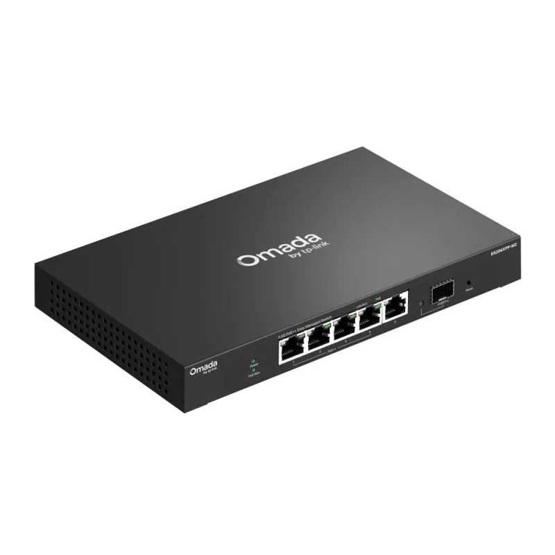 TP-Link Switch easy managed 6 Port &bull 5x 2.5 GbE &bull 1x SFP+ &bull 5x PoE++ Ports &bull PoE Budget 120 Watt &bull Lüfterlos