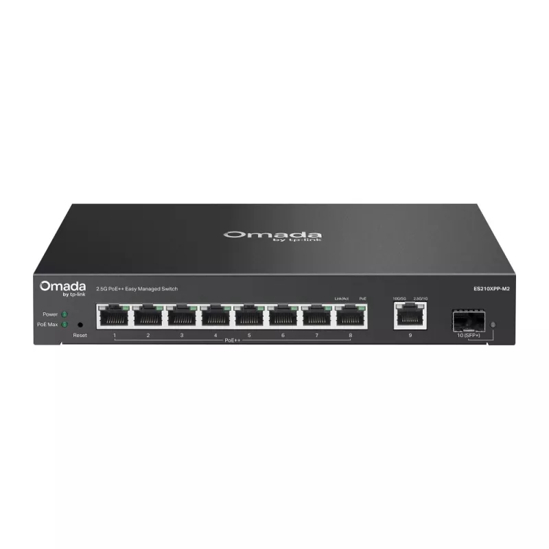 TP-Link Switch easy managed 9 Port &bull 8x 2.5 GbE &bull 1x SFP+ &bull 8x PoE++ Ports &bull PoE Budget 200 Watt &bull Lüfterlos