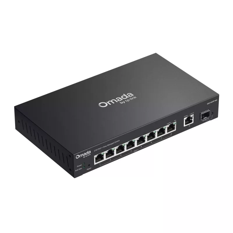 TP-Link Switch easy managed 9 Port &bull 8x 2.5 GbE &bull 1x SFP+ &bull 8x PoE++ Ports &bull PoE Budget 200 Watt &bull Lüfterlos