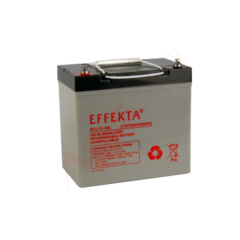 Effekta eg battery 12V/ 55Ah(L), 10-year batteries Effekta - Artmar Electronic & Security AG
