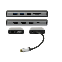 Plusonic USB-C Docking Adapter/Hub 8in1 with HDMI/VGA/LAN/USB plusonic - Artmar Electronic & Security AG 