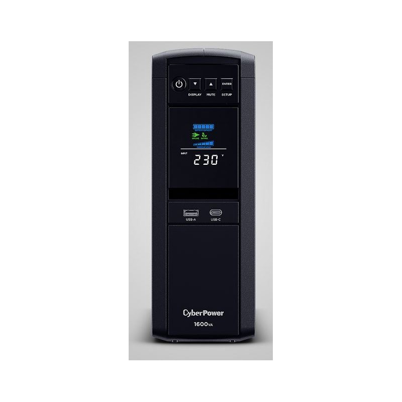 CyberPower USV, PFC-Serie, 1600VA/1000W, Line-Interactive, USB, reiner Sinus, Schutzkontaktdosen/IEC C13 | CP1600EIPFCLCD