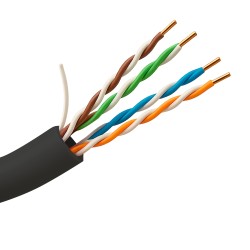 MARCA BLANCA | UTP-Kabel Kategorie 5E, 305m Rolle, Außenbereich Abdeckung, Schwarz | UTP5E-305-OUTDOOR