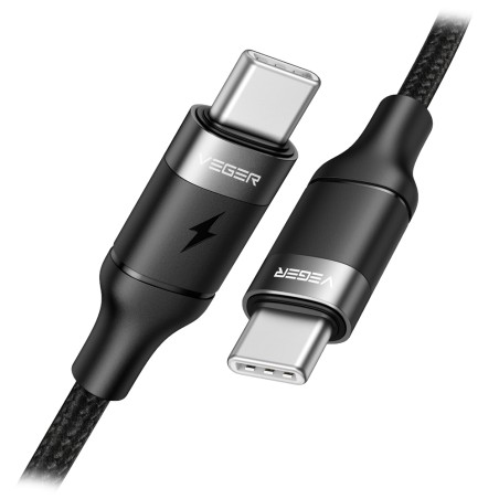 Veger - Kabel USB2.0 für Laptops - USB-C auf USB-C - Metallmantel, geflochtenes Nylon - Länge 1.5m - Schnellladung PD100W : Farb