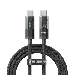 VEGER | USB-C auf USB-C Kabel 2.0, PD-Schnellladung 100W, 1.5m, Schwarz | VG-CC16