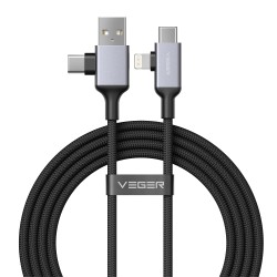 Veger | USB-Kabel 2.0 4 in 1 USB-A / USB-C auf USB-C / Lightning | VG-V313