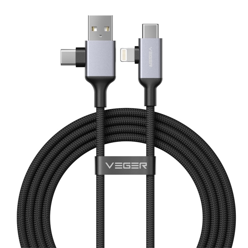 Veger | USB-Kabel 2.0 4 in 1 USB-A / USB-C auf USB-C / Lightning | VG-V313