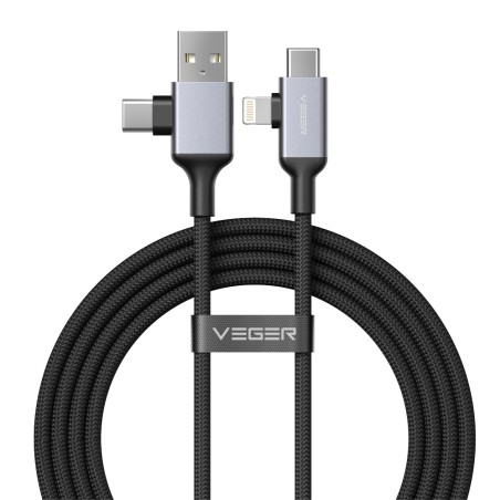 Veger | USB-Kabel 2.0 4 in 1 USB-A / USB-C auf USB-C / Lightning | VG-V313