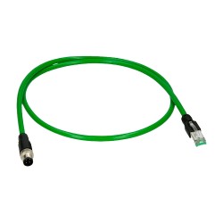 Adapter-Stecker M12 auf RJ45 Stecker - Ethernet - Spezial für die Luftfahrt - Länge 0.1 m