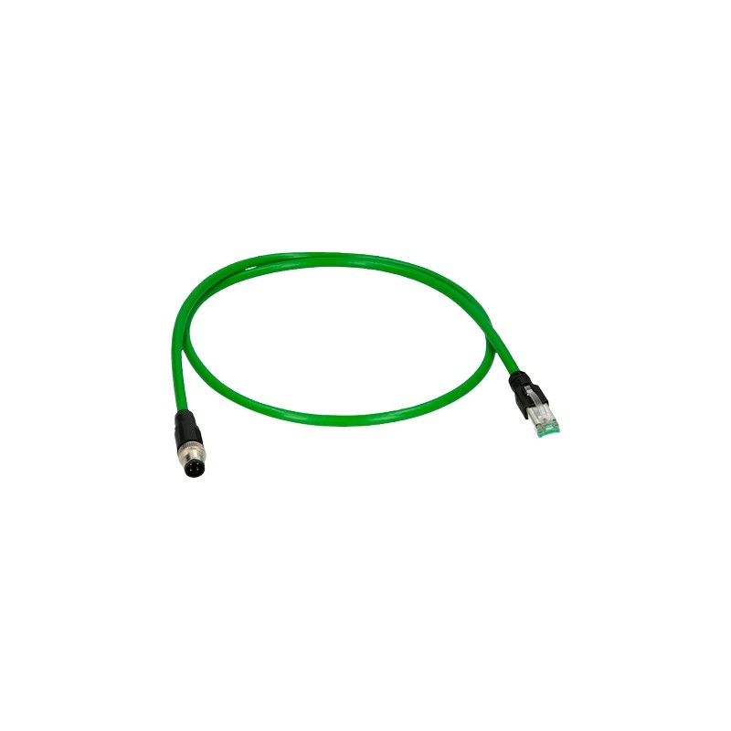 Adapter-Stecker M12 auf RJ45 Stecker - Ethernet - Spezial für die Luftfahrt - Länge 0.1 m