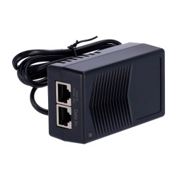 Hocheffizienter passiver PoE-Injektor. - Unterstützung der passiven PoE-Technologie. - Es stehen 2 RJ45 Anschlüsse (Ein-/Ausgang