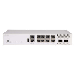 CommScope RUCKUS ICX8200-C08PF Compact Switch, 8x10/100/1000 Mbps PoE+ ports, 2x10 GbE SFP+ stacking/uplink-ports, 124W PoE budg