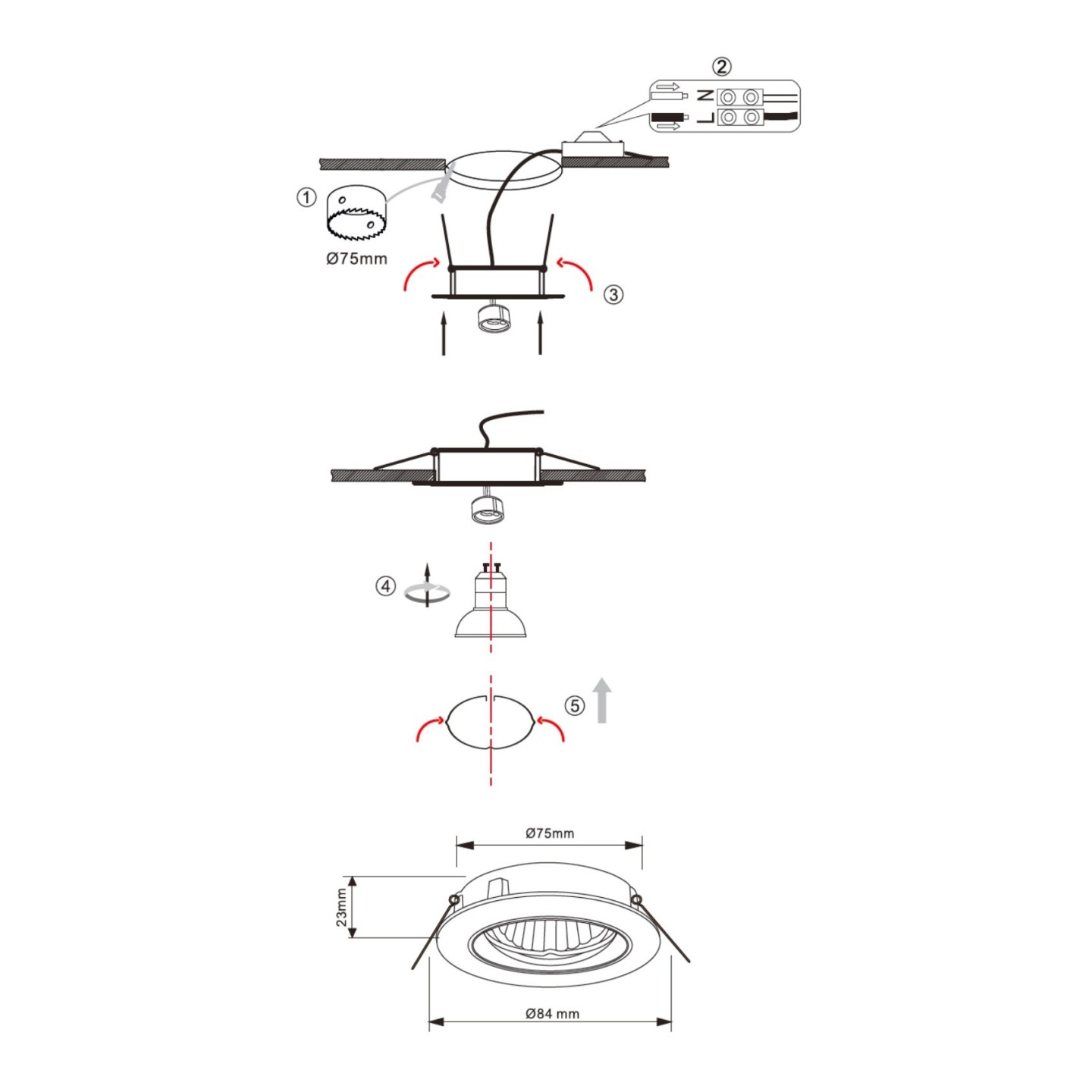 Synergy 21 LED Retrofit GU10 / GX5, 3 Deckeneinbausatz D07-silber