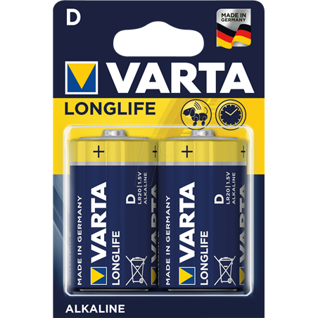 VARTA | Alkaline Mono D, 1,5V, 15800 mAh, Longlife, 2er Pack