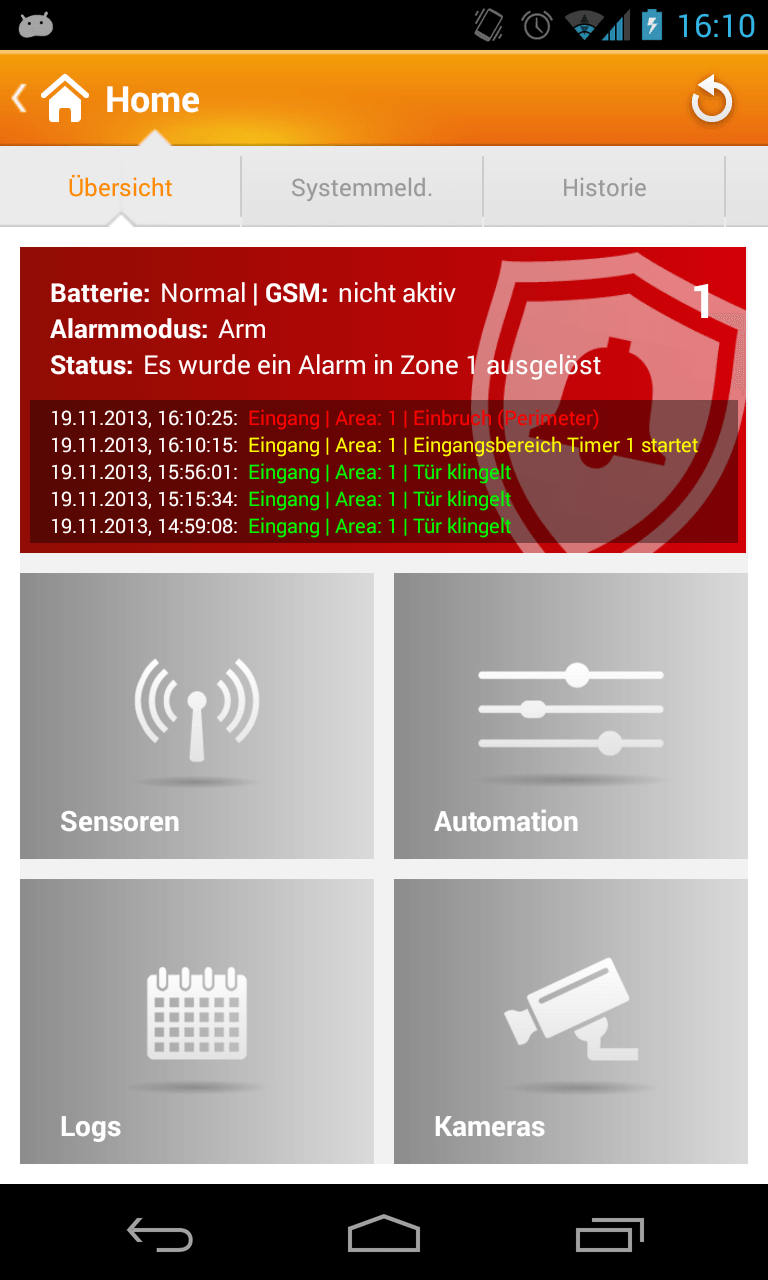Lupusec XT2 - Android APP for alarm system